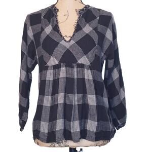 Madewell Bohème Popover Cotton Shirt in Hayden Plaid Top Size XS